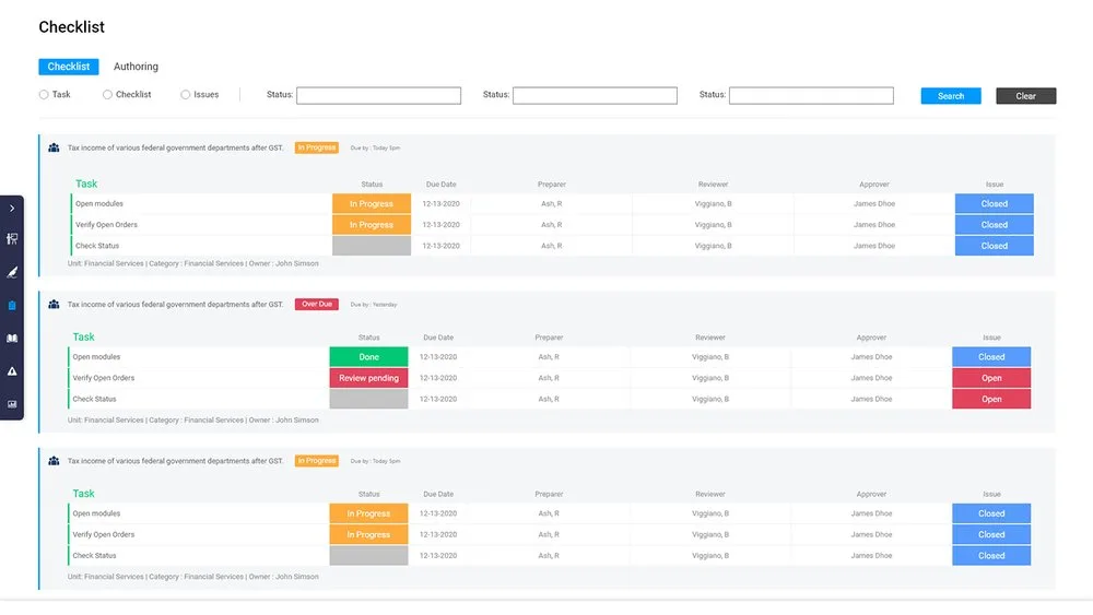 The Manager app screens